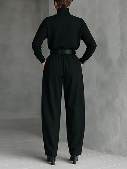 Luna | Turtleneck Long Sleeve High Waist Elegant Jumpsuit Set