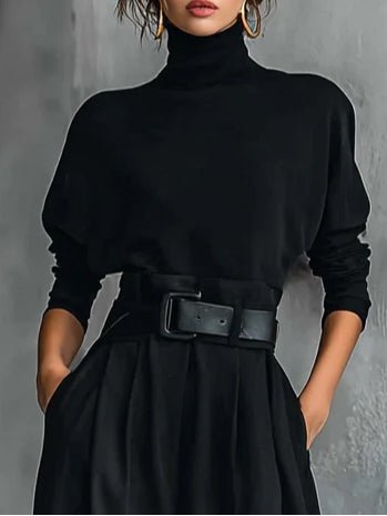 Luna | Turtleneck Long Sleeve High Waist Elegant Jumpsuit Set