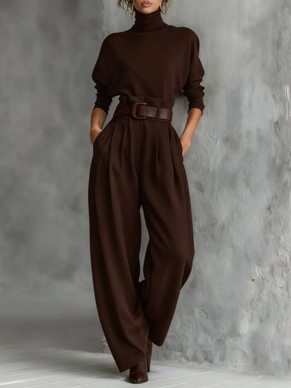 Luna | Turtleneck Long Sleeve High Waist Elegant Jumpsuit Set
