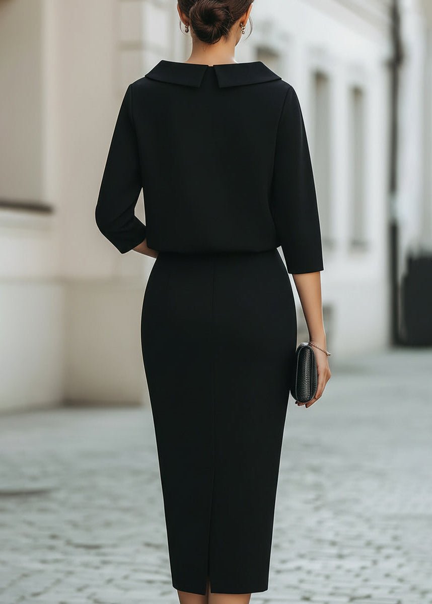 Evelyn | Elegant Boat Neck 3/4 Sleeve Bodycon Midi Two Piece Set