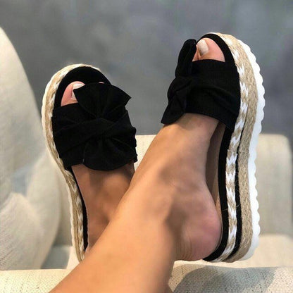 Aria | Bow Detail Woven Espadrille Platform Sandal