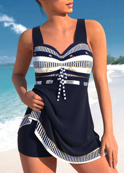 Marina | Women's Nautical Print Sweetheart Neck Tankini Swimsuit